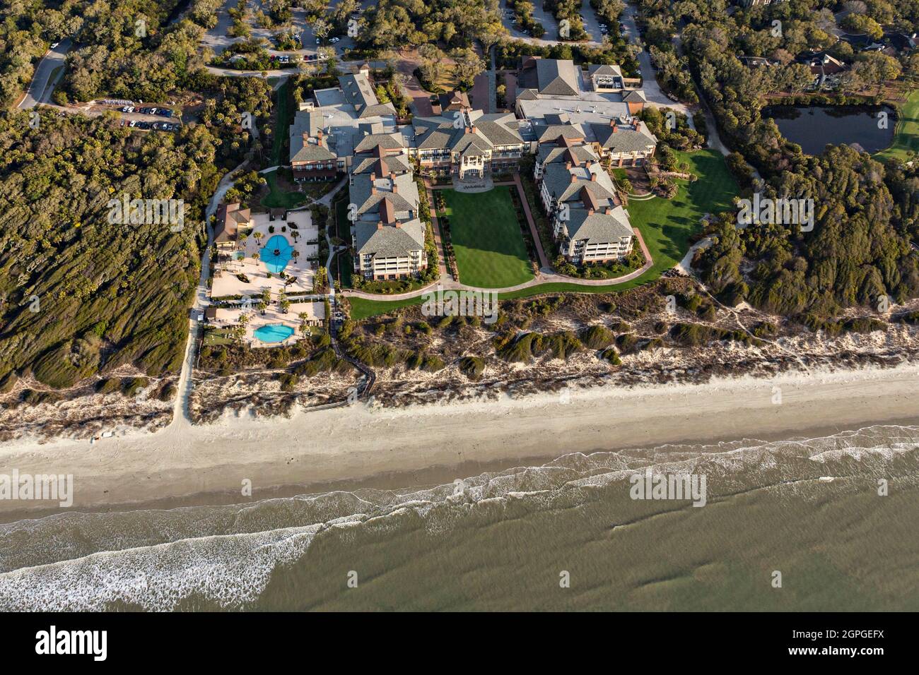 Aerial view of the Sanctuary Hotel and Resort on Kiawah Island, South