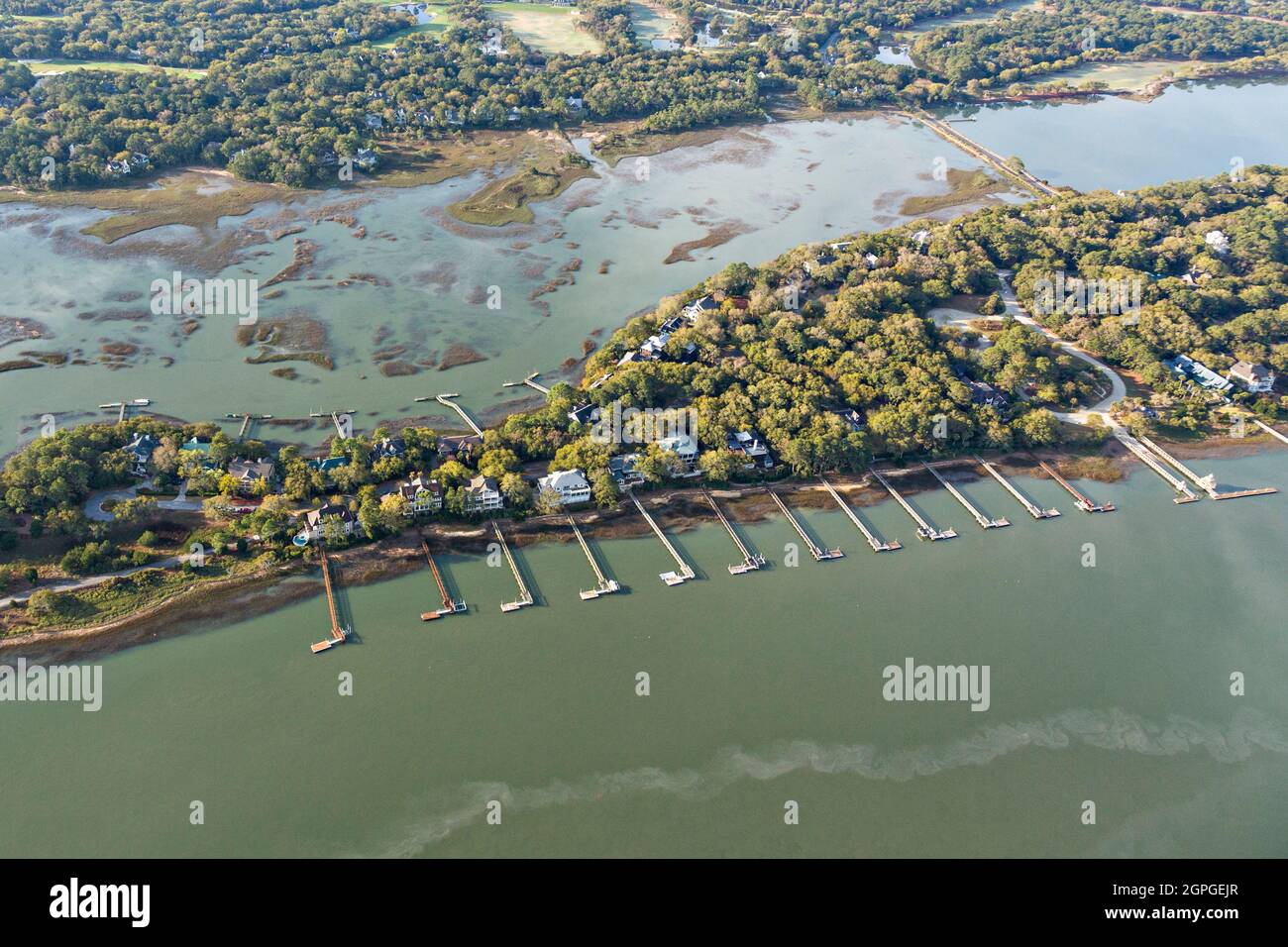 Curated visual reference: Visual Reference: Aerial View Of Luxury Homes And Private Docks Along Captain