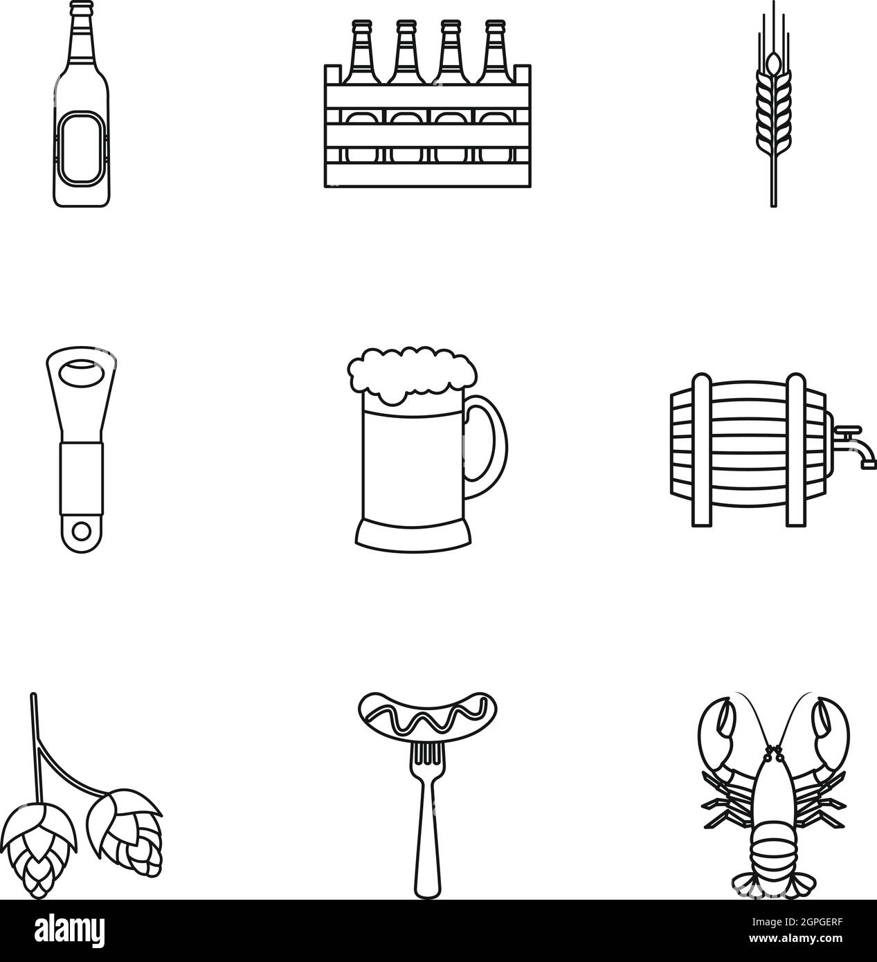 Alcoholic beverage icons set, outline style Stock Vector Image &amp; Art ...
