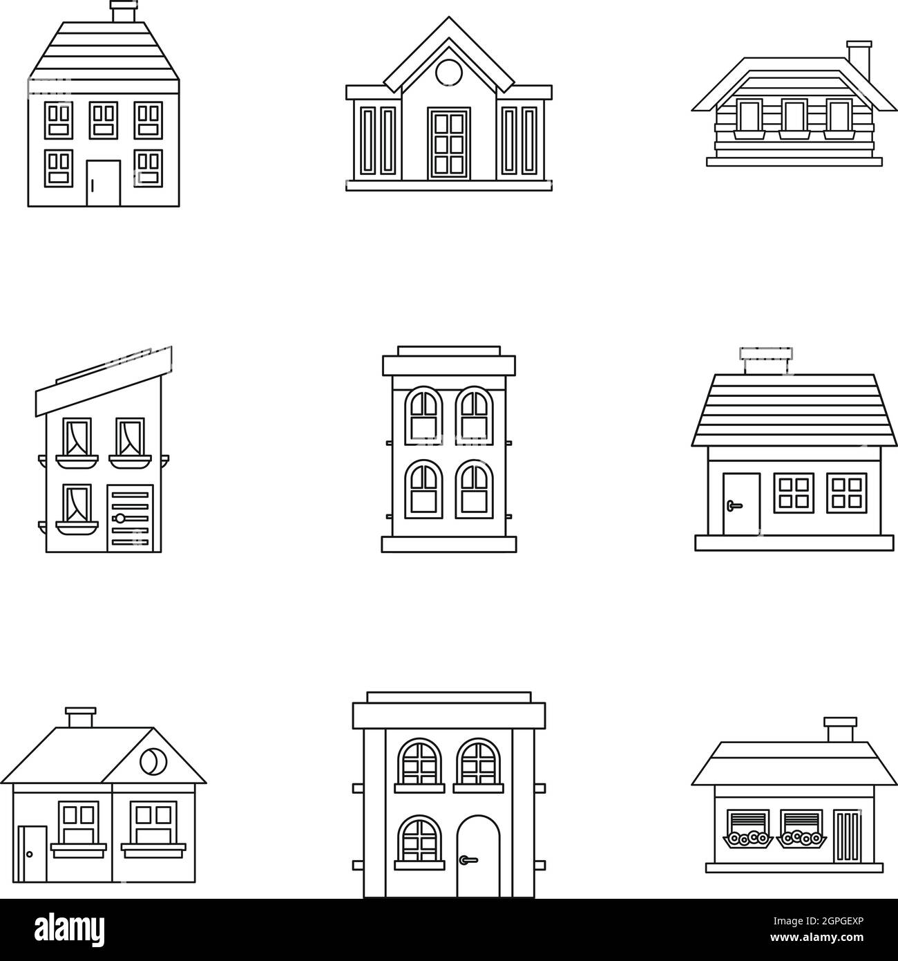 Habitation icons set, outline style Stock Vector