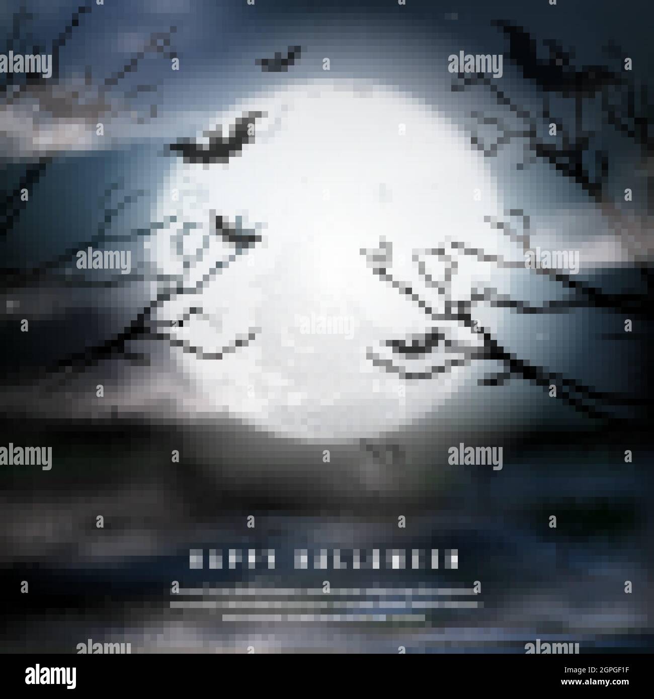 Happy halloween full moon night graveyard background image Stock Vector ...