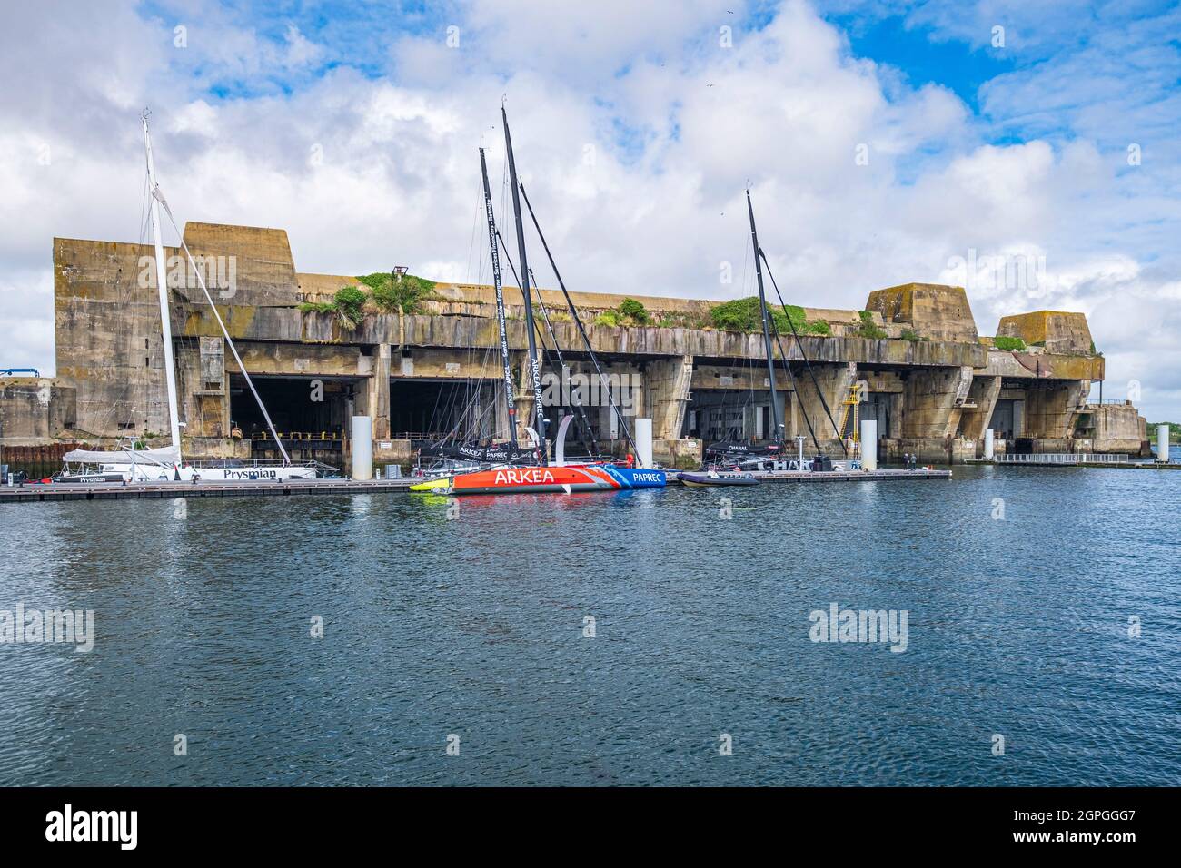 France, Morbihan, Lorient, Lorient La Base harbour, former submarine