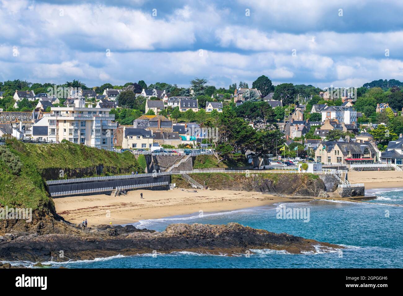 France Cotes D Armor Saint Quay Portrieux Along The Gr 34 Hiking Trail Chatelet Beach Stock Photo Alamy