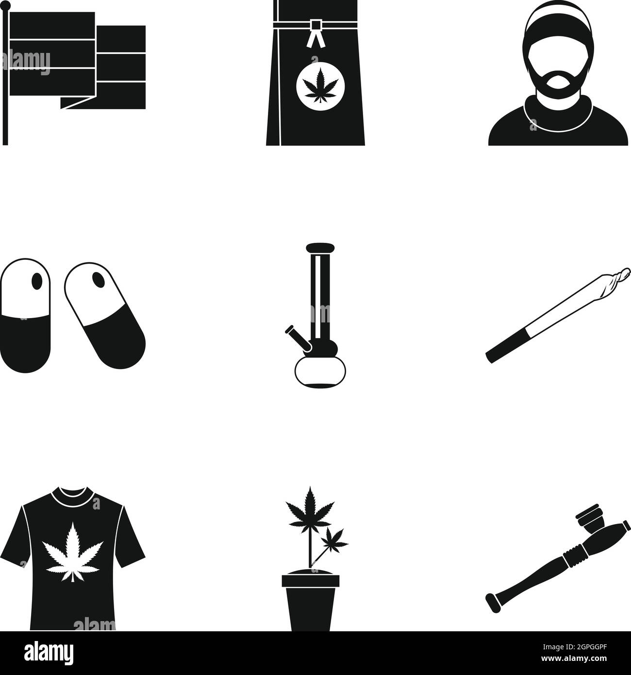 Hashish icons set, simple style Stock Vector