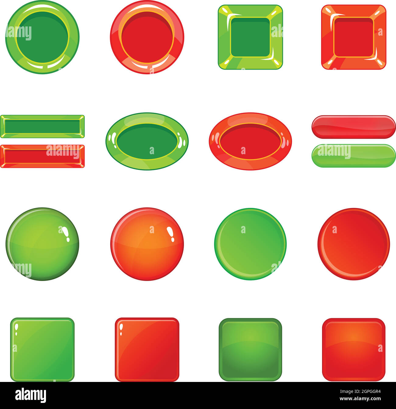Blank web buttons icons set, cartoon style Stock Vector
