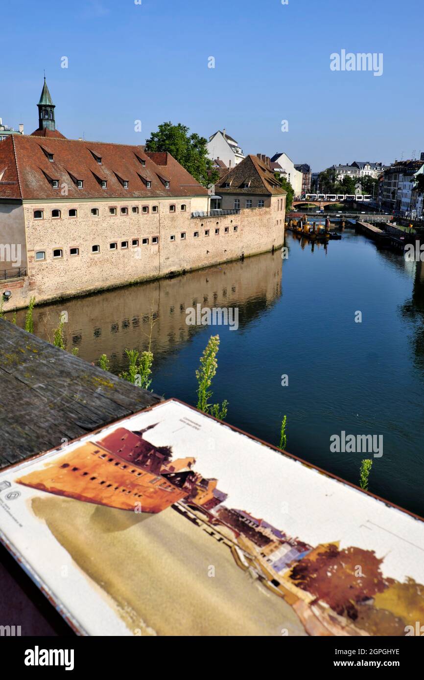 France, Bas Rhin, Strasbourg, old town listed as World Heritage by UNESCO, Vauban dam on the river Ill, former Commanderie Saint Jean, became National School of Administration Stock Photo