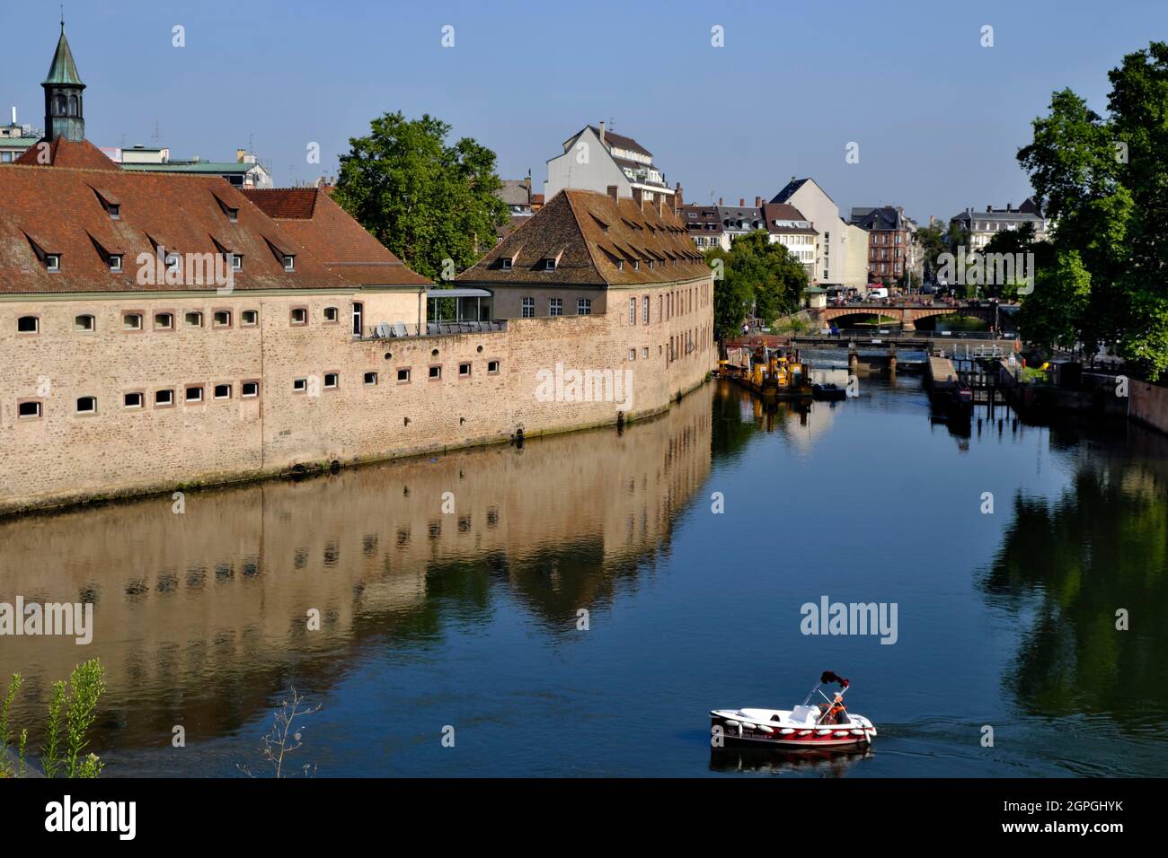 France, Bas Rhin, Strasbourg, old town listed as World Heritage by UNESCO, Vauban dam on the river Ill, former Commanderie Saint Jean, became National School of Administration Stock Photo