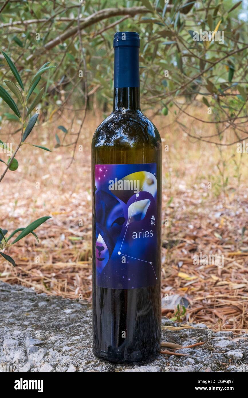 Croatia, Dalmatia, Elaphite Islands, Sipan Island, Sudurad, Sipan wine, merlot variety Stock Photo