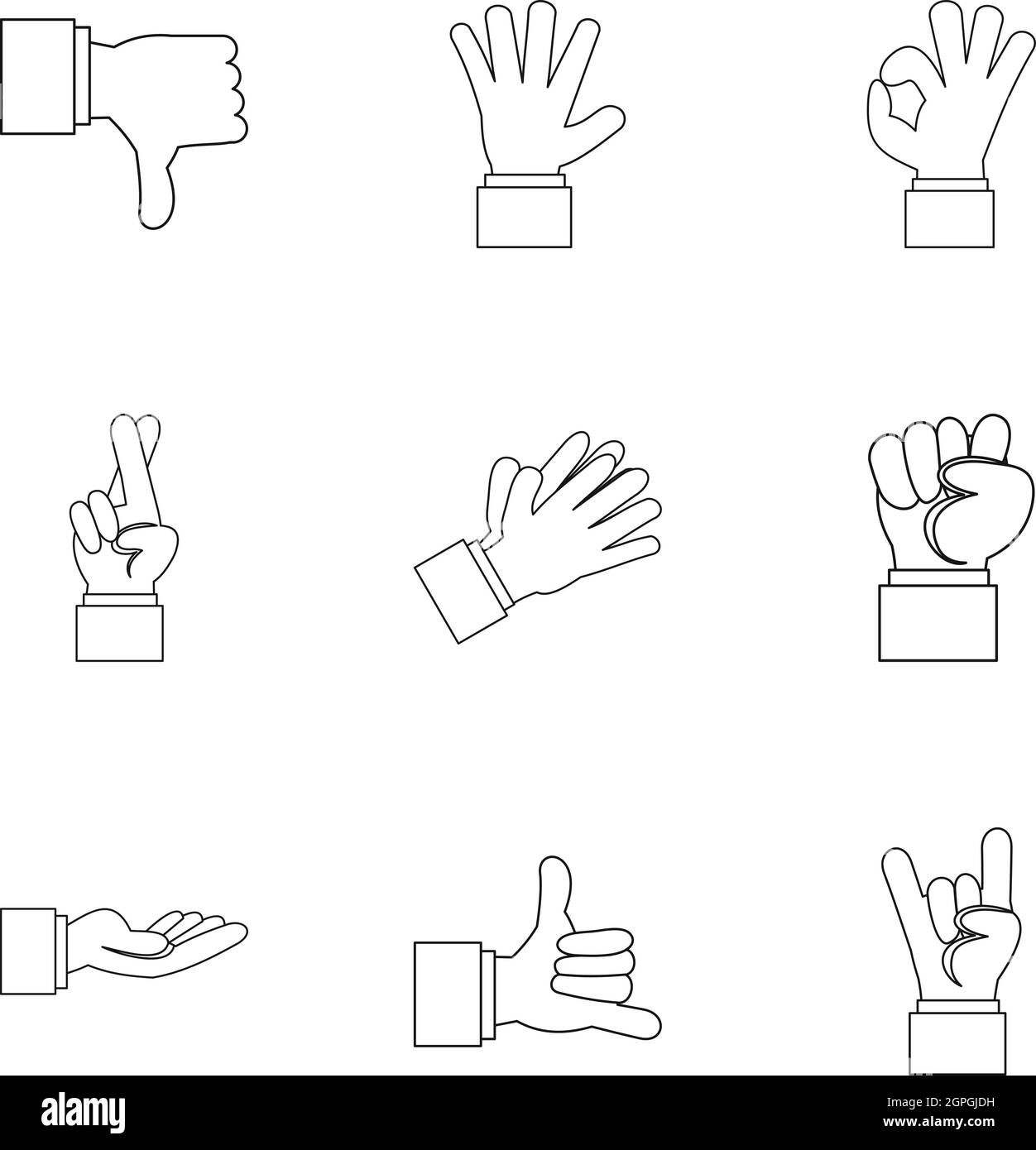 Hand gesture five fingers icon outline style Vector Image