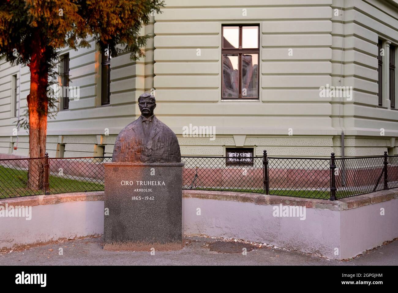 Croatia Slavonia Osijek statue of archaeologist Ciro Truhelka