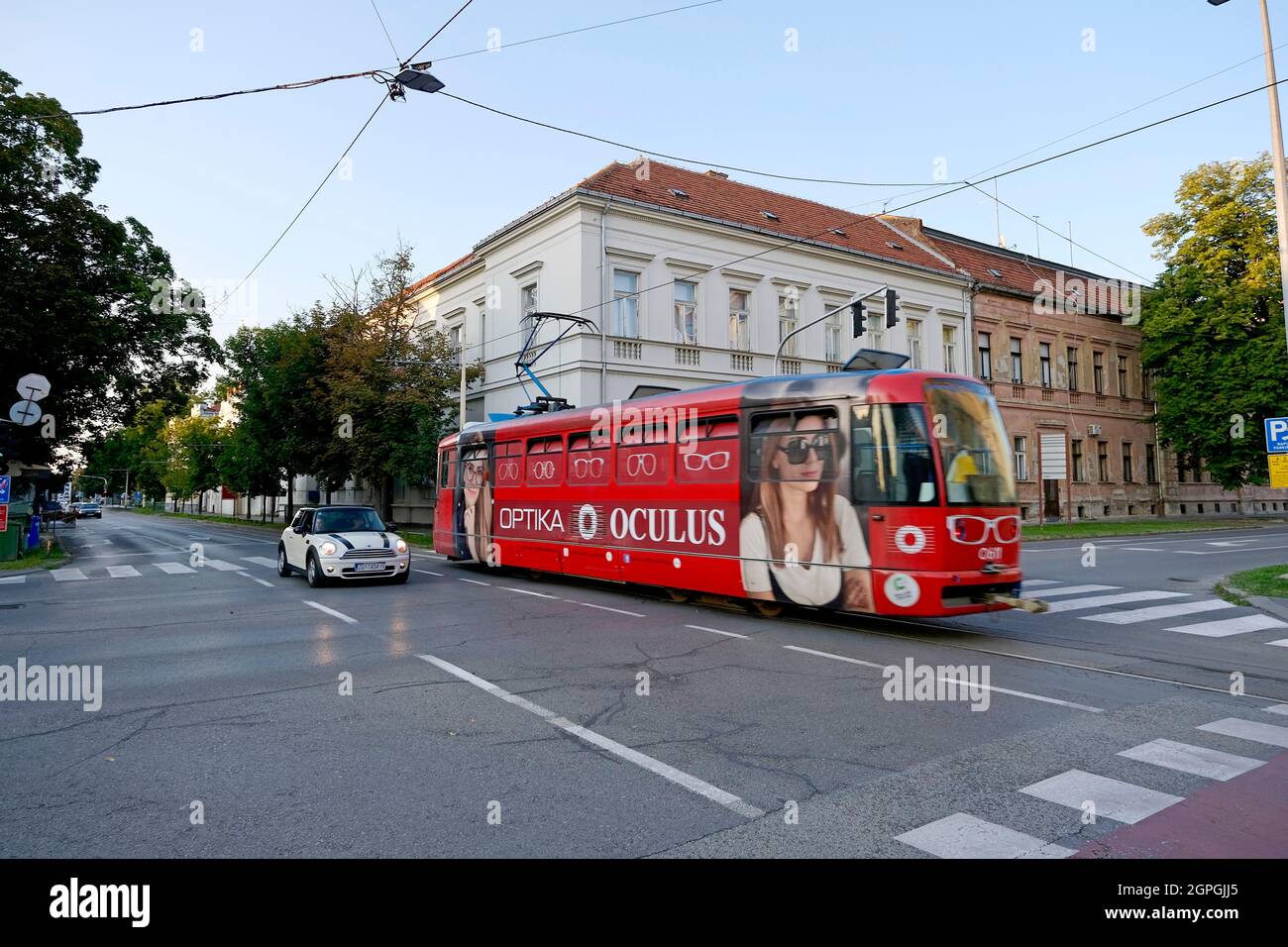 Croatia, Slavonia, Osijek, tram traffic Stock Photo