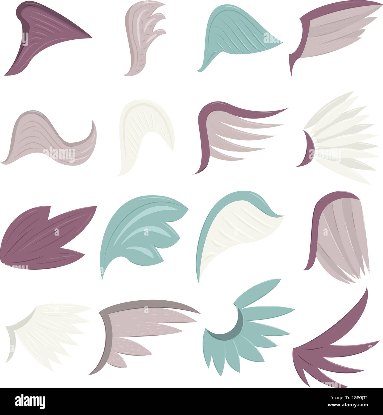 Wings icons set, cartoon style Stock Vector Image & Art Alamy