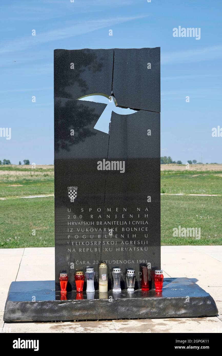 Croatia, Slavonia, Ovcara, Ovcara mass grave, November 20, 1991, 264 people from Vukovar hospital will be tortured and executed by Serbian forces, 7 people will be indicted by the ICTY for crimes against humanity and war crime Stock Photo