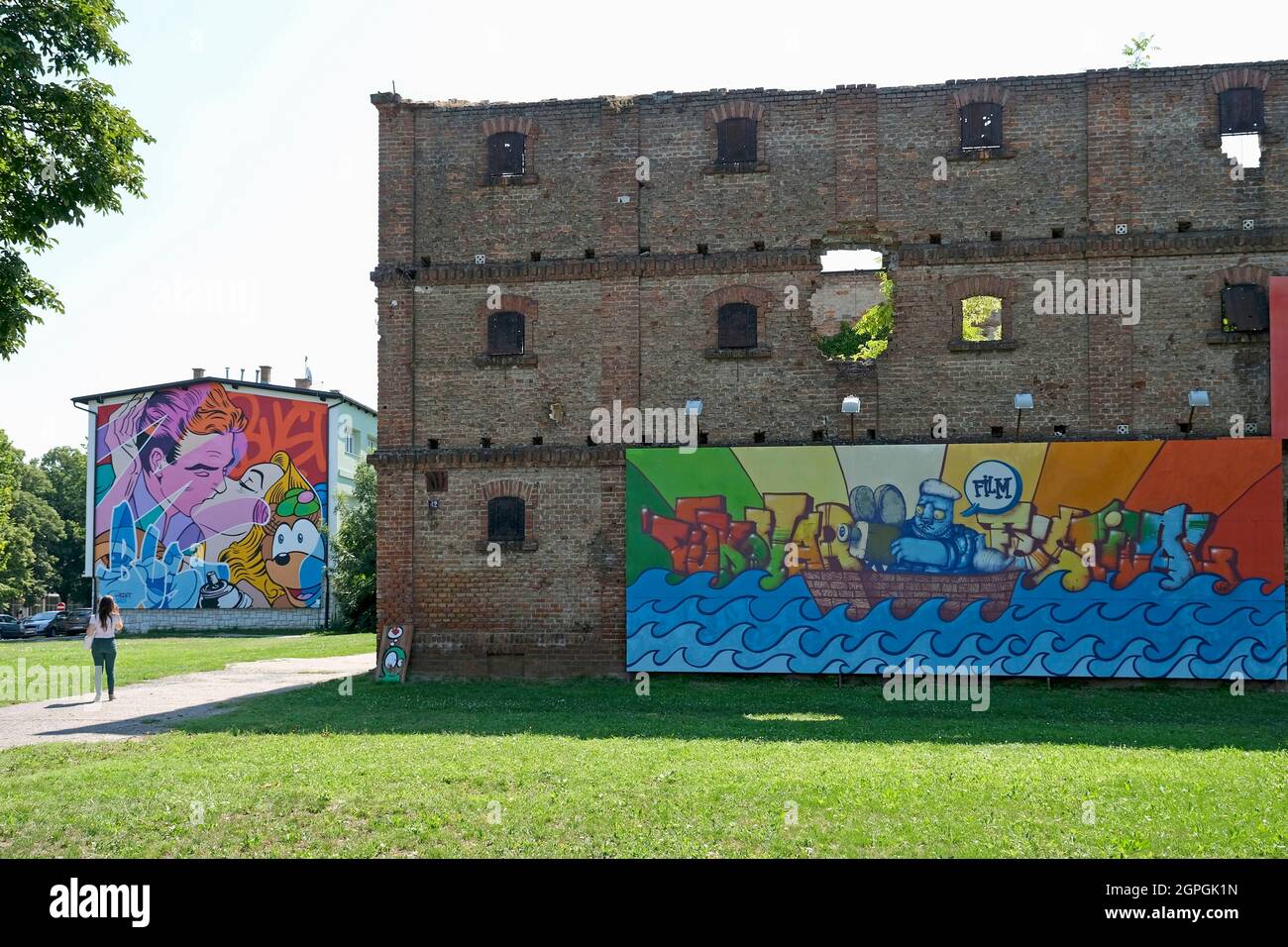 Croatia, Slavonia, Vukovar, street art on a ruined building destroyed during the Battle of Vukovar in 1991 Stock Photo