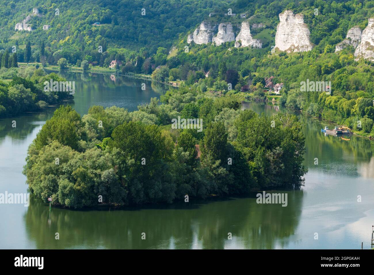France, Eure, Les Andelys, Loop of the Seine in French Vexin Stock Photo