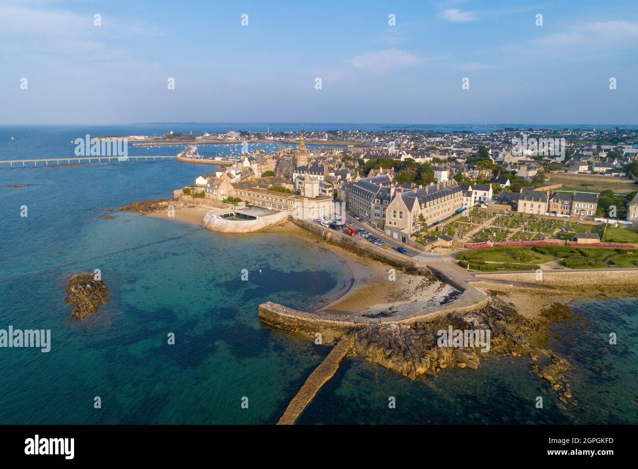 France, Finistere, Roscoff, Biological Station (aerial view) Stock Photo