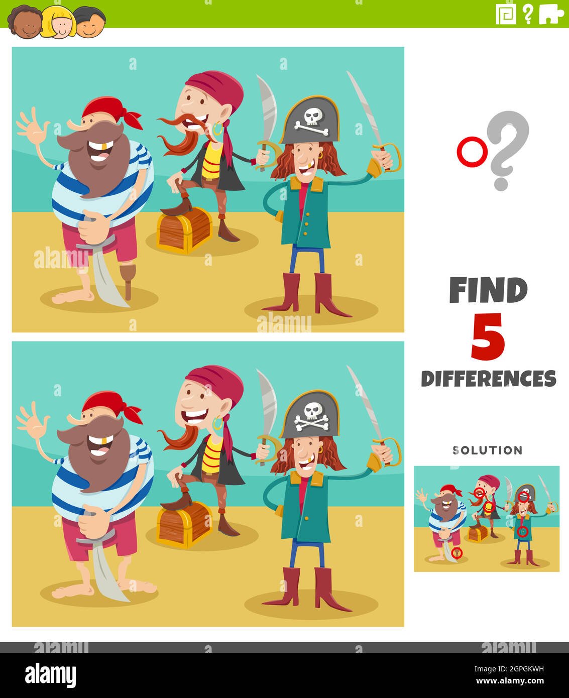 differences educational game with pirate characters Stock Vector Image ...