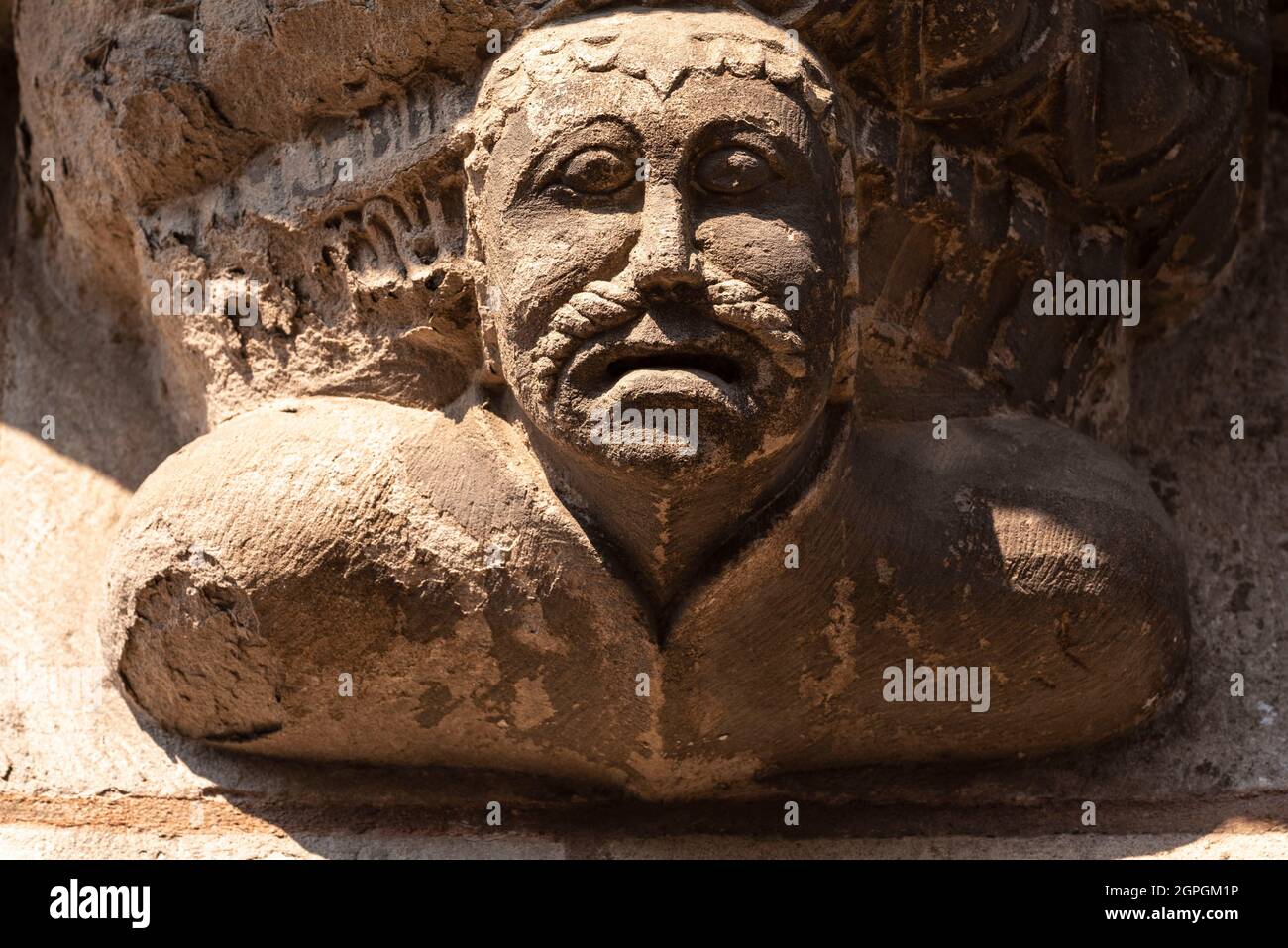 France, Haute Saone, Luxeuil les Bains, 15th century house of Cardinal Jouffroy, bas reliefs Stock Photo