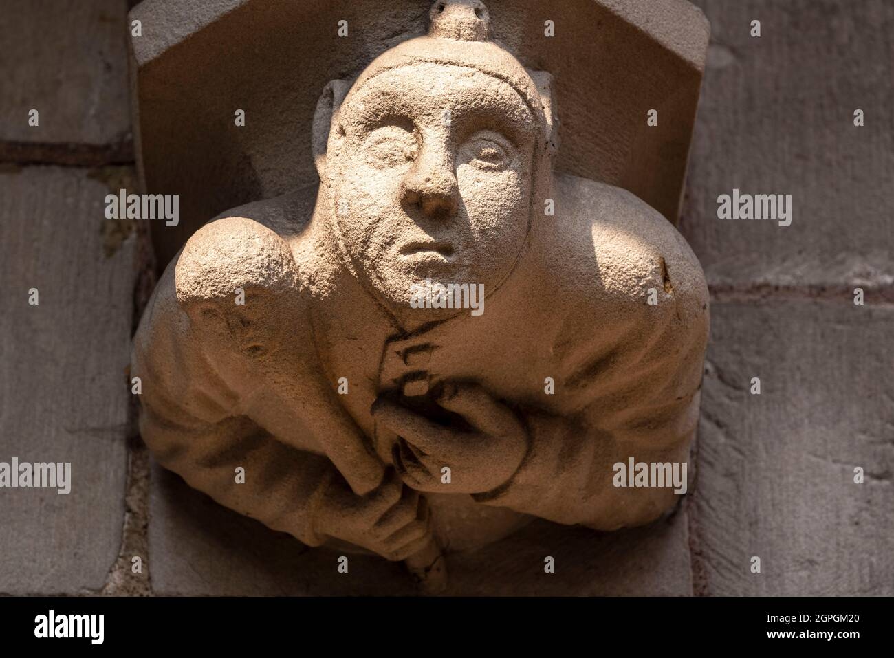 France, Haute Saone, Luxeuil les Bains, 15th century house of Cardinal Jouffroy, bas reliefs Stock Photo