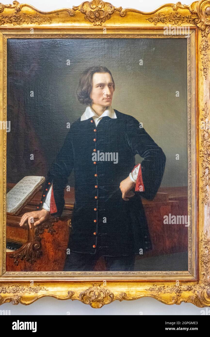 Hungary, Budapest, listed as World Heritage by UNESCO, Pest district, Hungarian National Museum (Magyar Nemzeti Muzeum), portrait of Franz (Ferenc) Liszt (1811 1886) Stock Photo