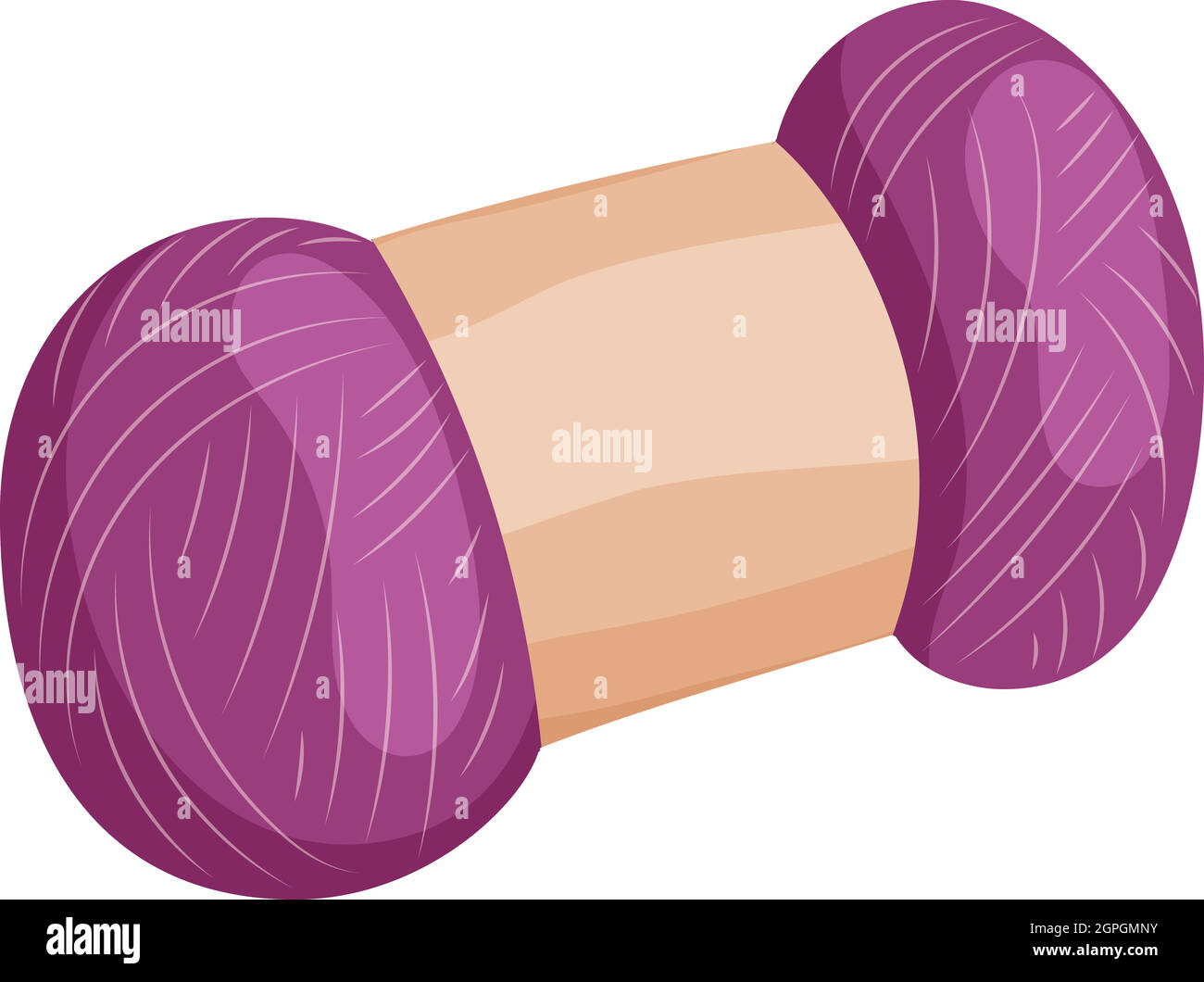 Skein of purple wool icon, cartoon style Stock Vector