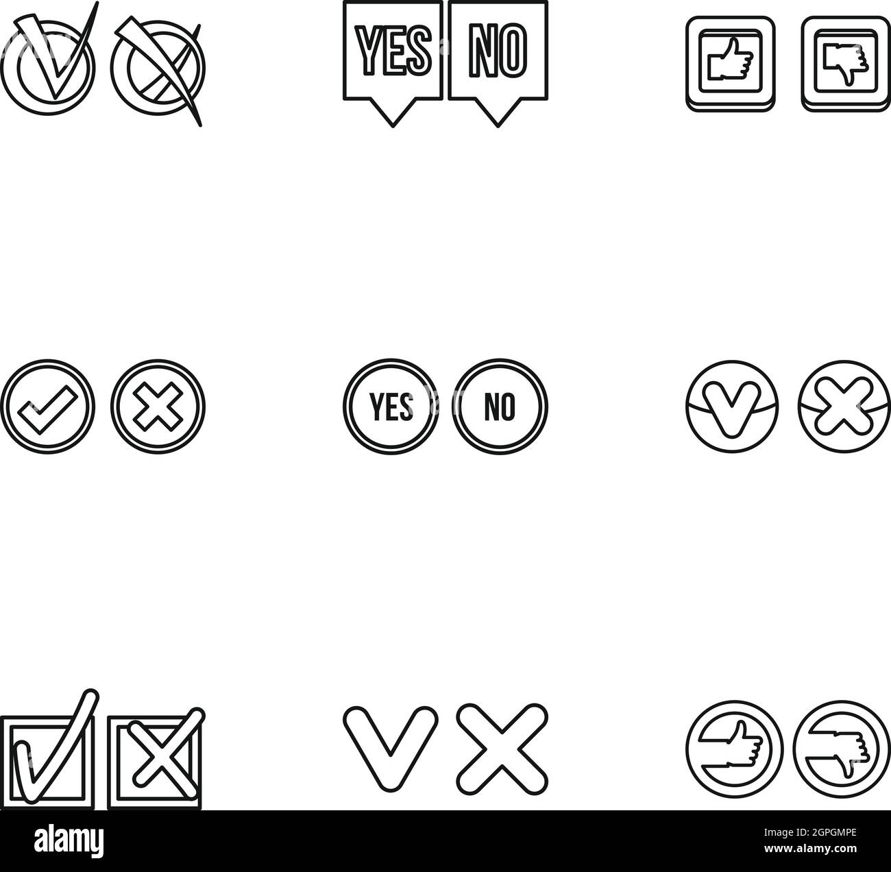 Choice icons set, outline style Stock Vector