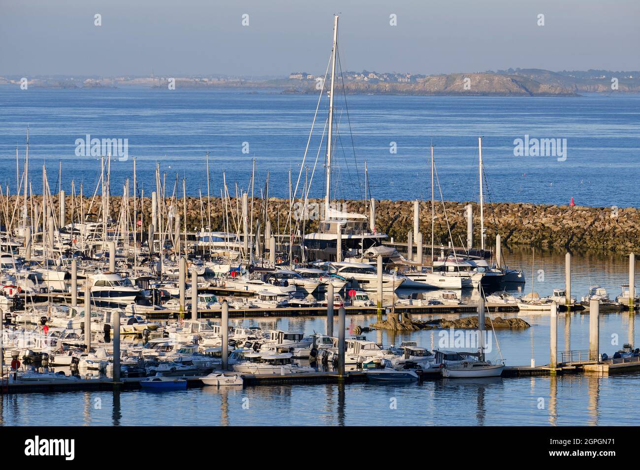 France, Cotes d'Armor, Cote d'Emeraude (Emerald Coast), Saint Cast le Guildo, the port Stock Photo