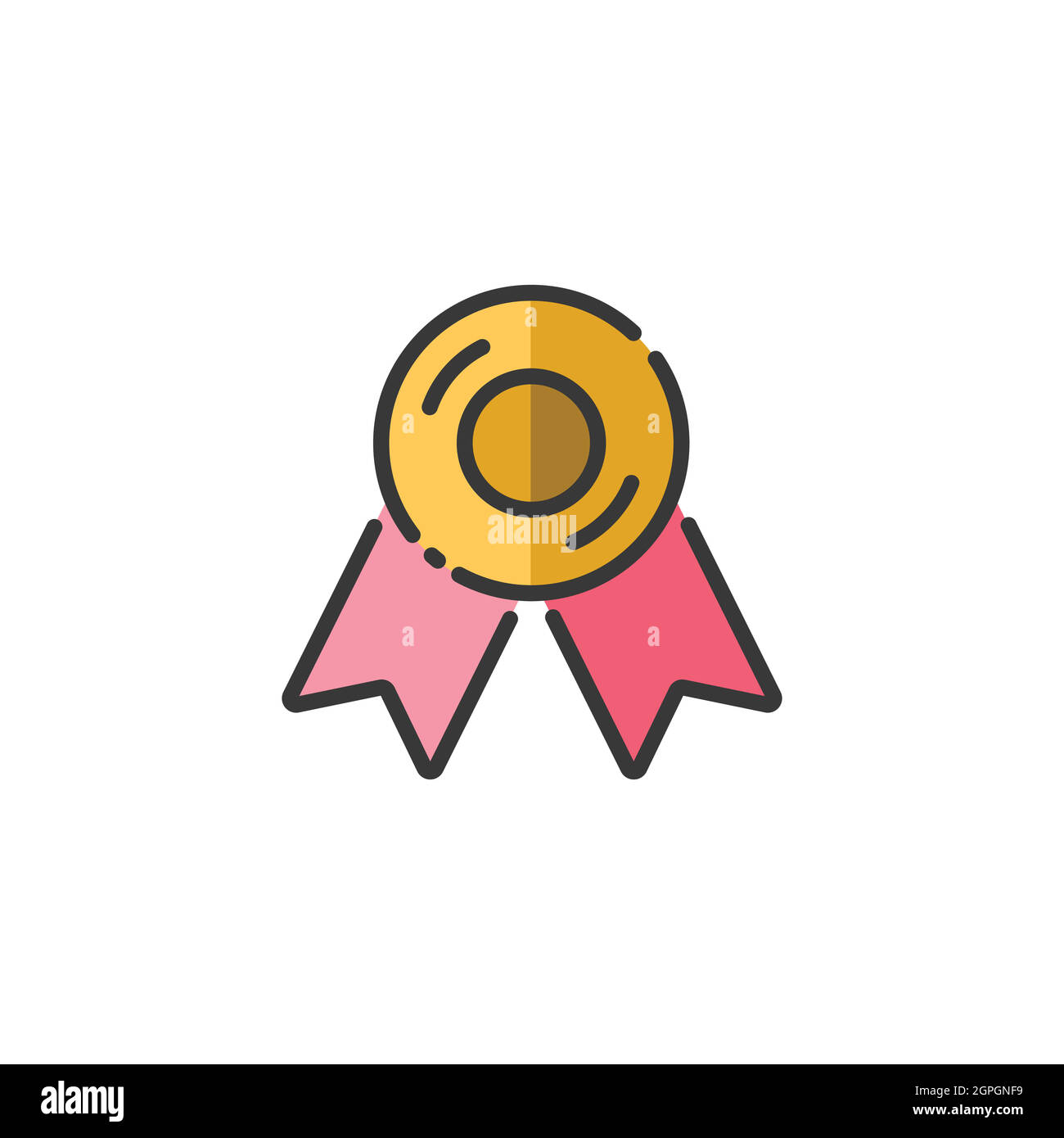 Approved or certified medal. Quality guarantee. Filled color icon. Commerce vector illustration Stock Vector