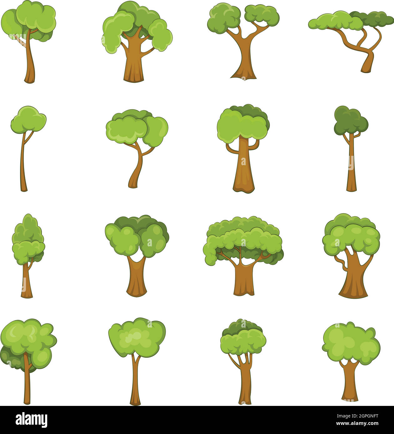 Green trees icons set, cartoon style Stock Vector Image & Art Alamy