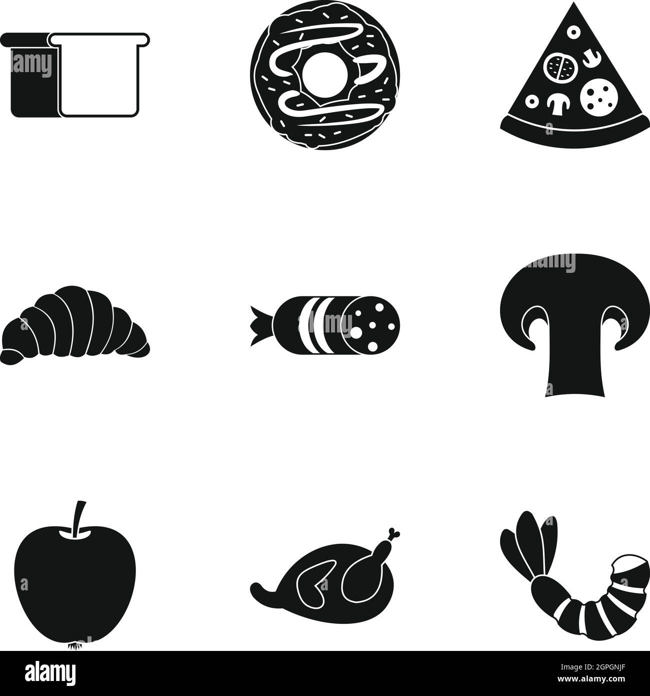 Food in morning icons set, simple style Stock Vector