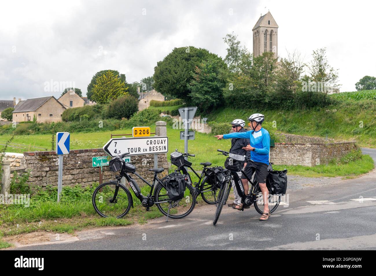 France, Calvados, Omaha Beach, from Port-en-Bessin Huppain to Bayeux,cycling Route Landing Beaches at Mont-Saint-Michel Stock Photo