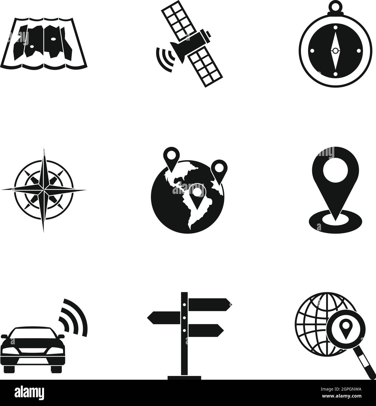 Map guide compass navigation Black and White Stock Photos & Images - Alamy