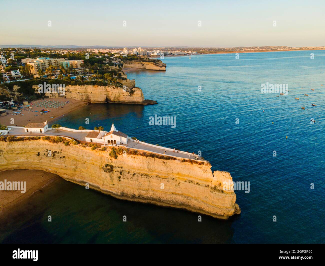 Portugal, Algarve, Porches, Chapel of Nossa Senhora da Rocha (aerial