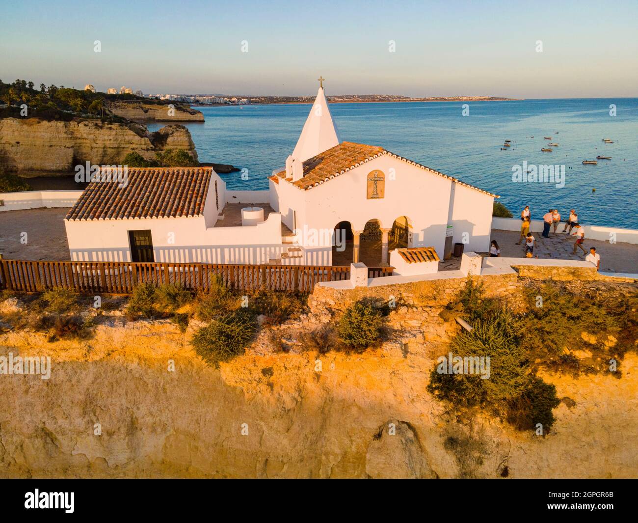 Portugal, Algarve, Porches, Chapel of Nossa Senhora da Rocha (aerial