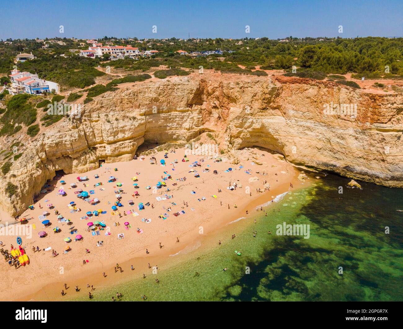 Portugal, Algarve, Albufeira, Praia do Benagil beach (aerial view) Stock Photo