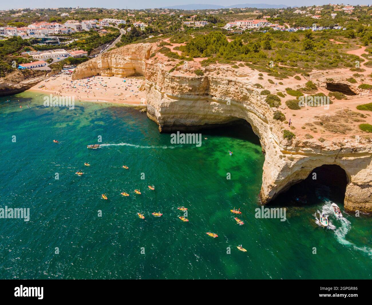 Portugal, Algarve, Albufeira, the beach and the cave of Benagil (aerial  view Stock Photo - Alamy