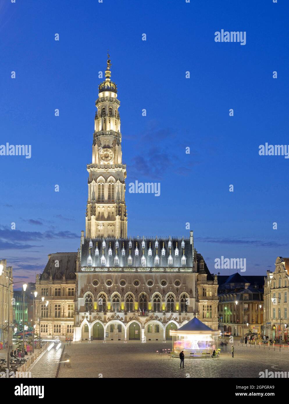 France, Pas de Calais, Arras, place des Heros (Heroes square) and the city hall listed as World Heritage by UNESCO Stock Photo