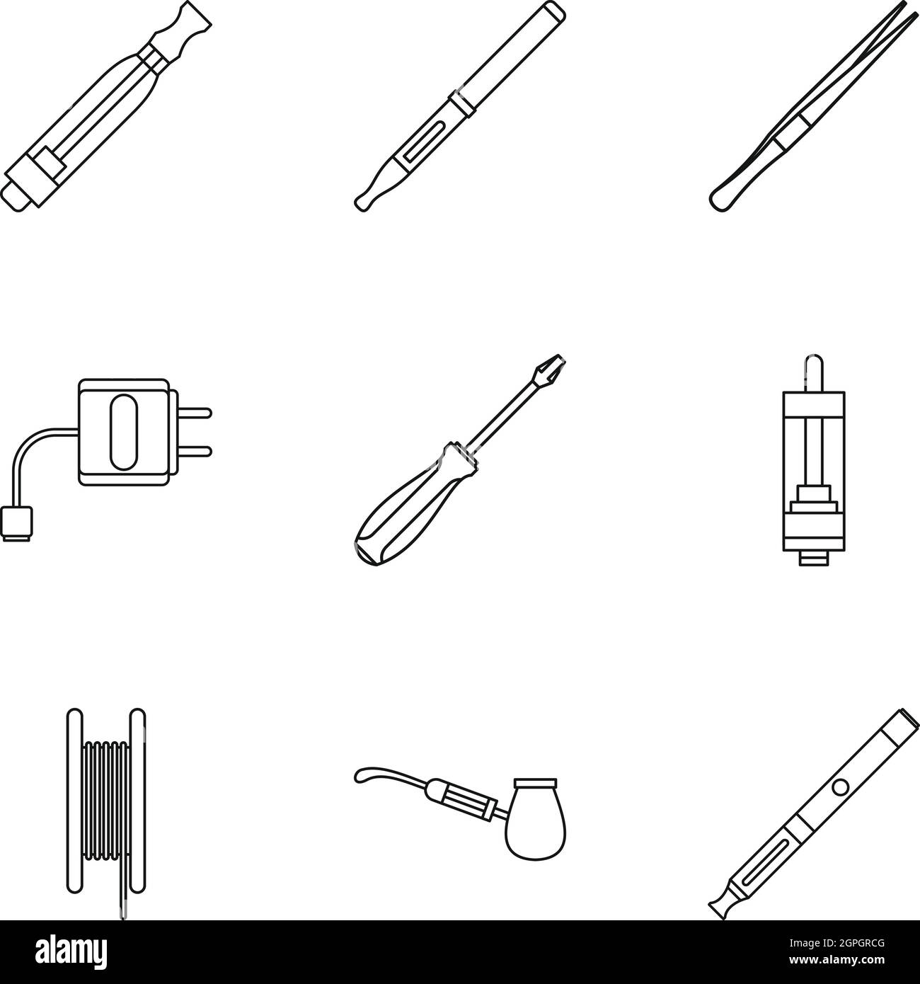 Electronic cigarette icons set, outline style Stock Vector Image & Art ...
