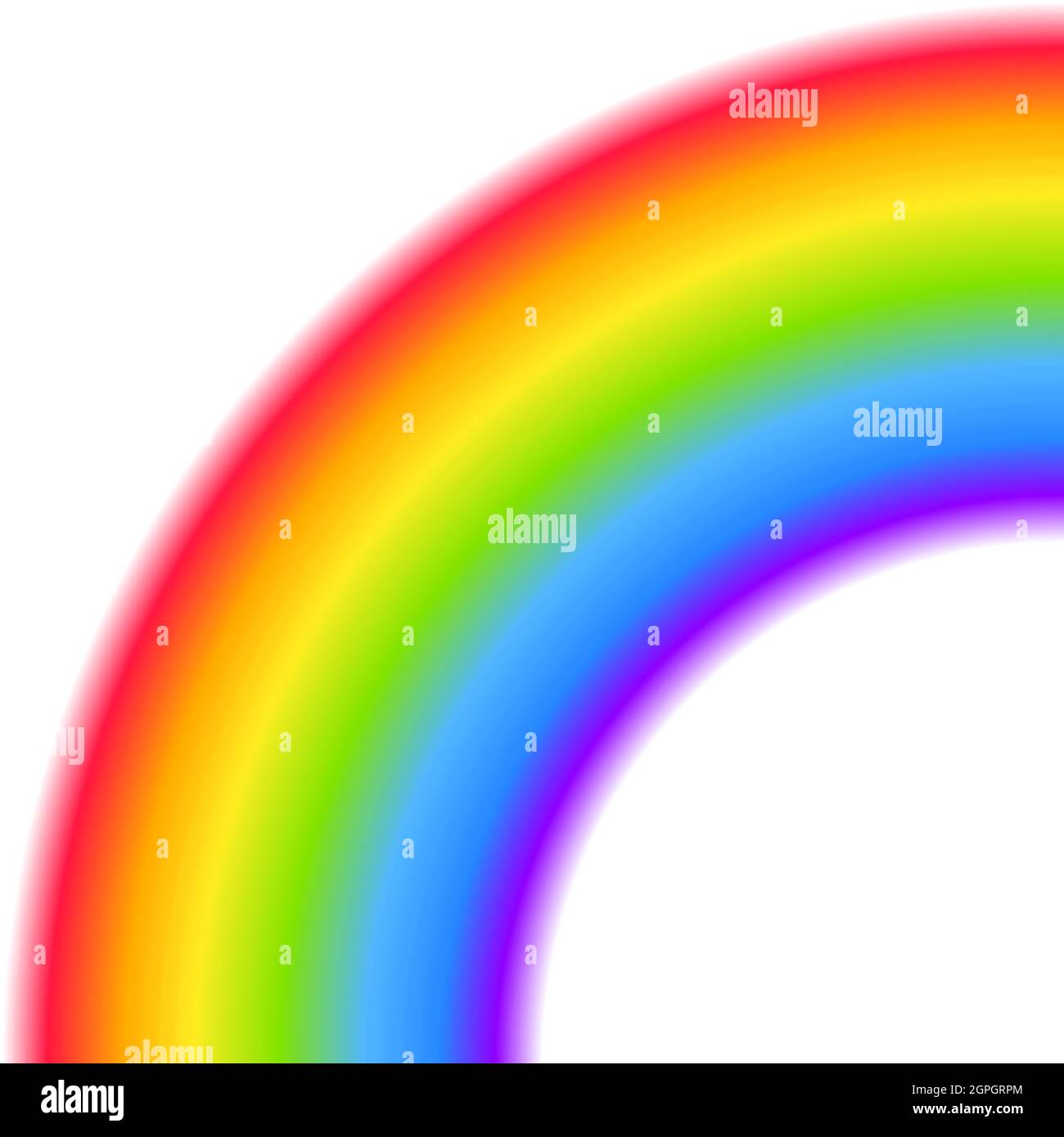 Rainbow half arc shape, quarter circle, bright spectrum colors, colorful striped pattern. Vector