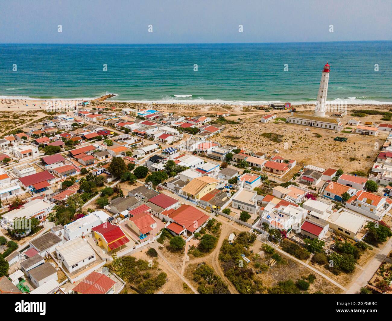 Portugal, Algarve, Faro, island or Ilha do Farol (aerial view) Stock Photo