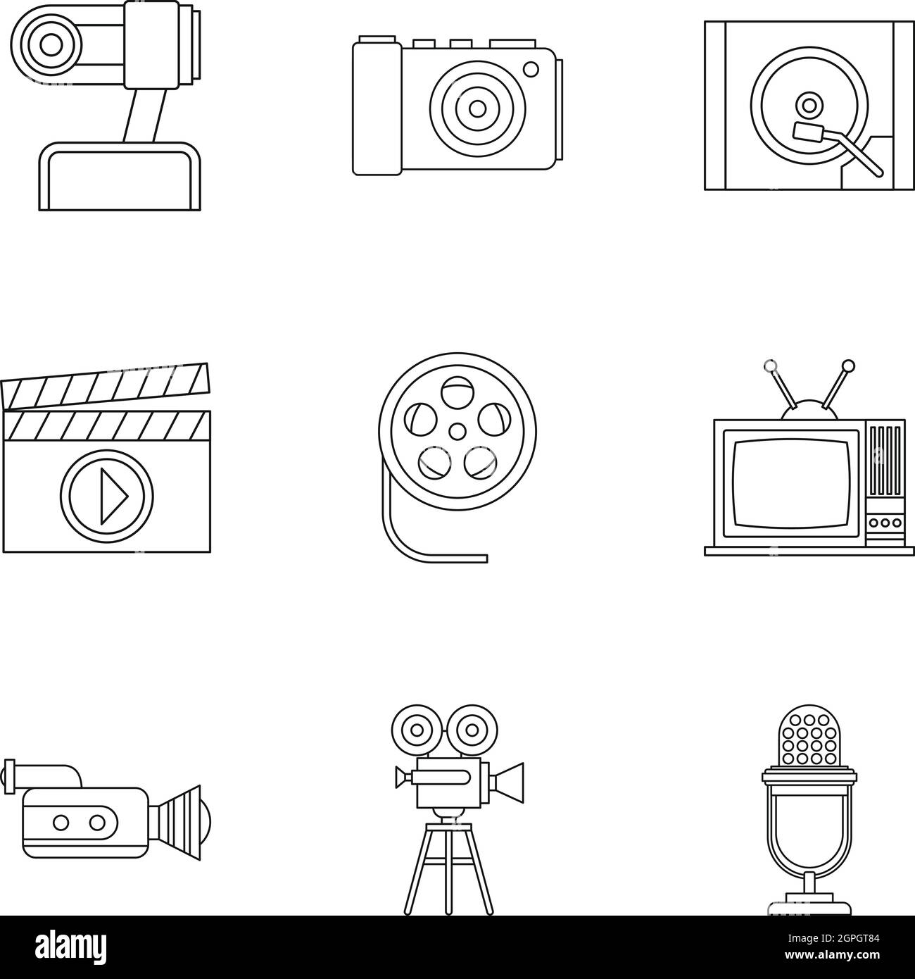 Communication device icons set, outline style Stock Vector