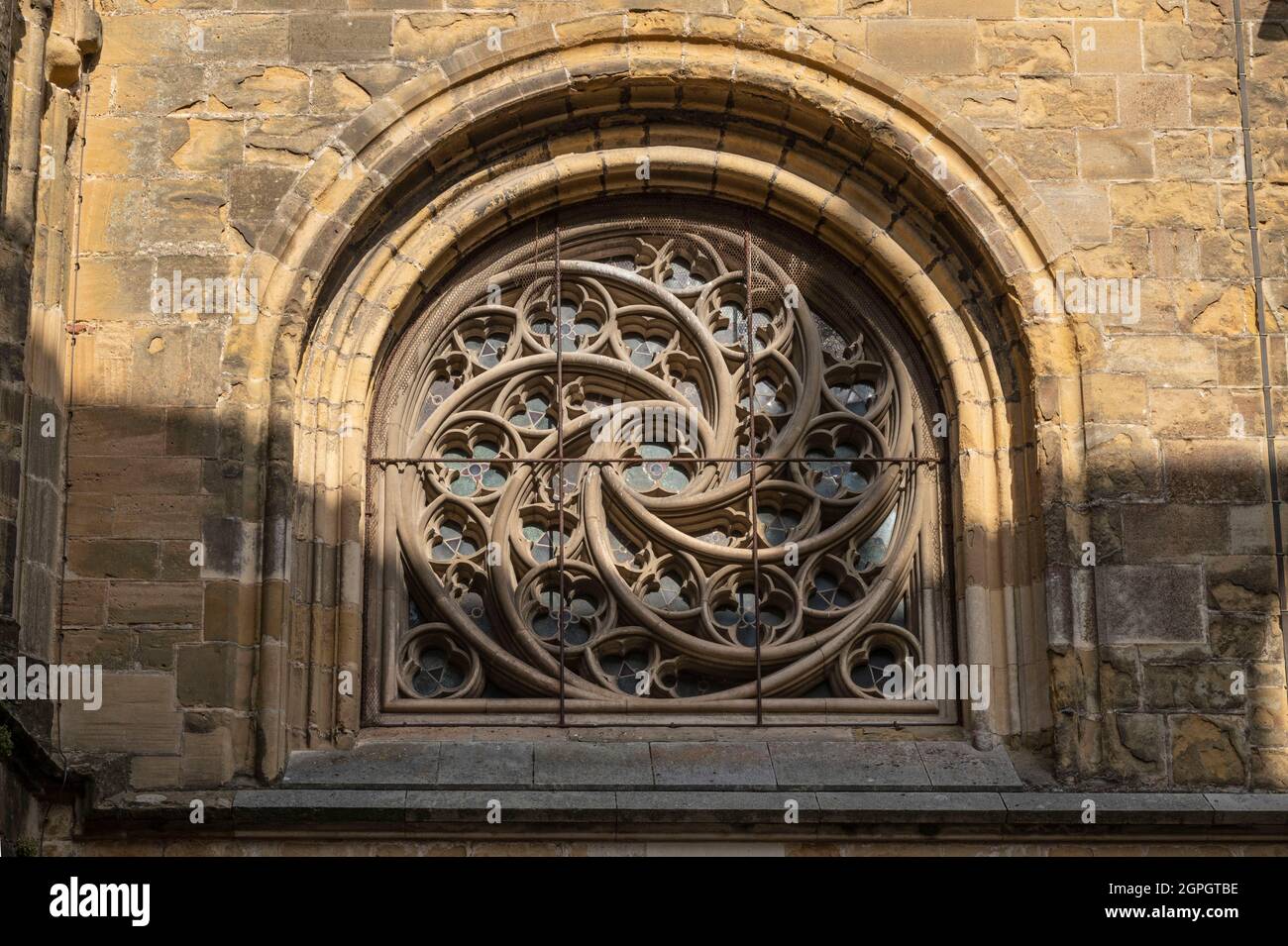 France, Pyrenees Atlantiques, Bayonne, Pays Basque, Sainte-Marie cathedral, stained glass window seen from the outside Stock Photo