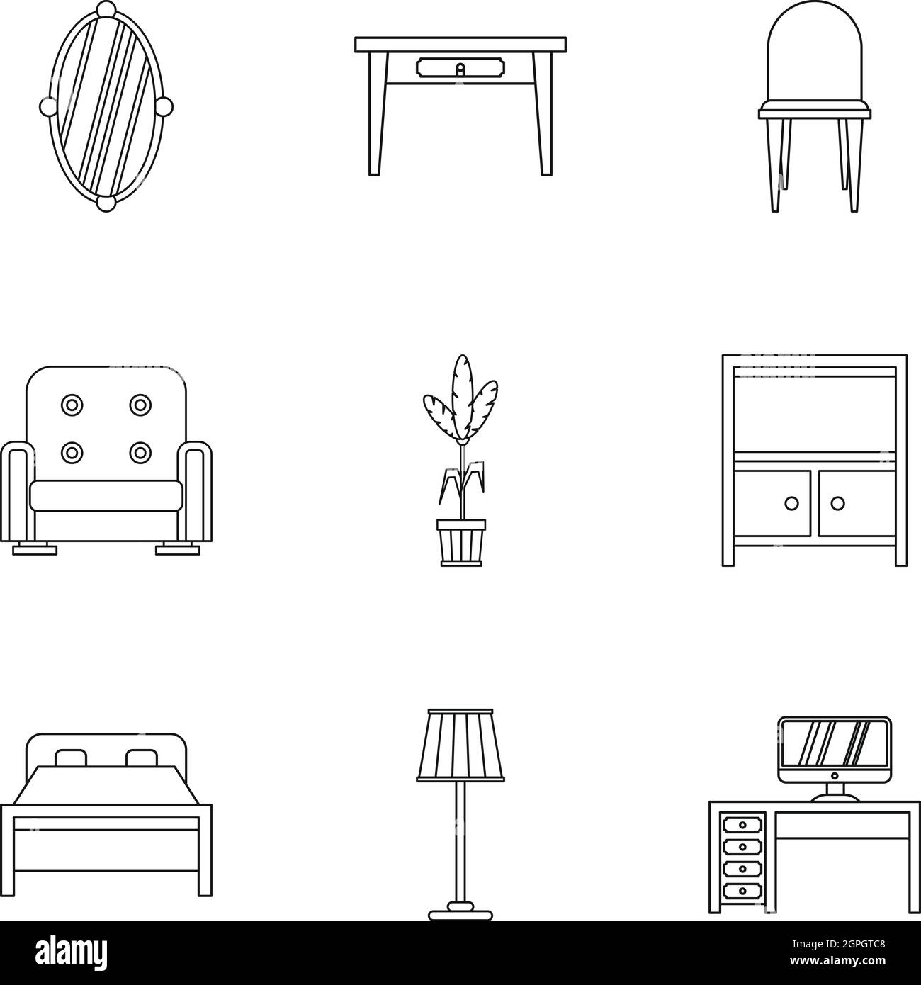 Home furnishings icons set, outline style Stock Vector Image & Art - Alamy