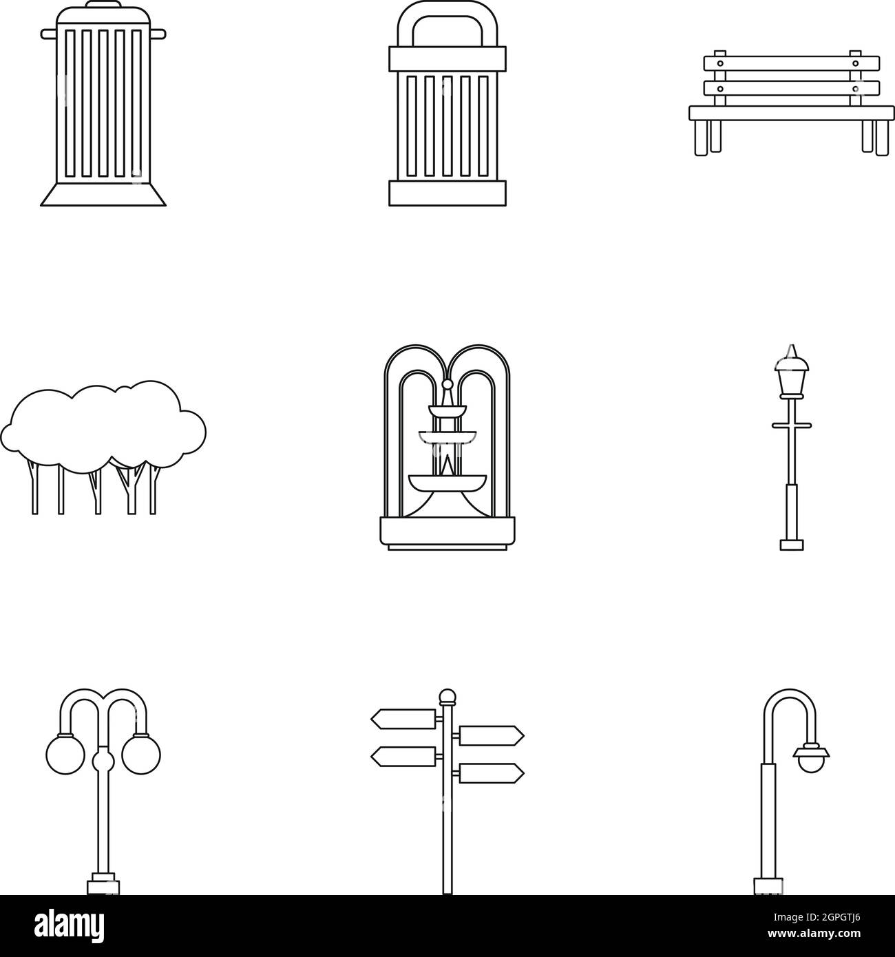 Garden icons set, outline style Stock Vector