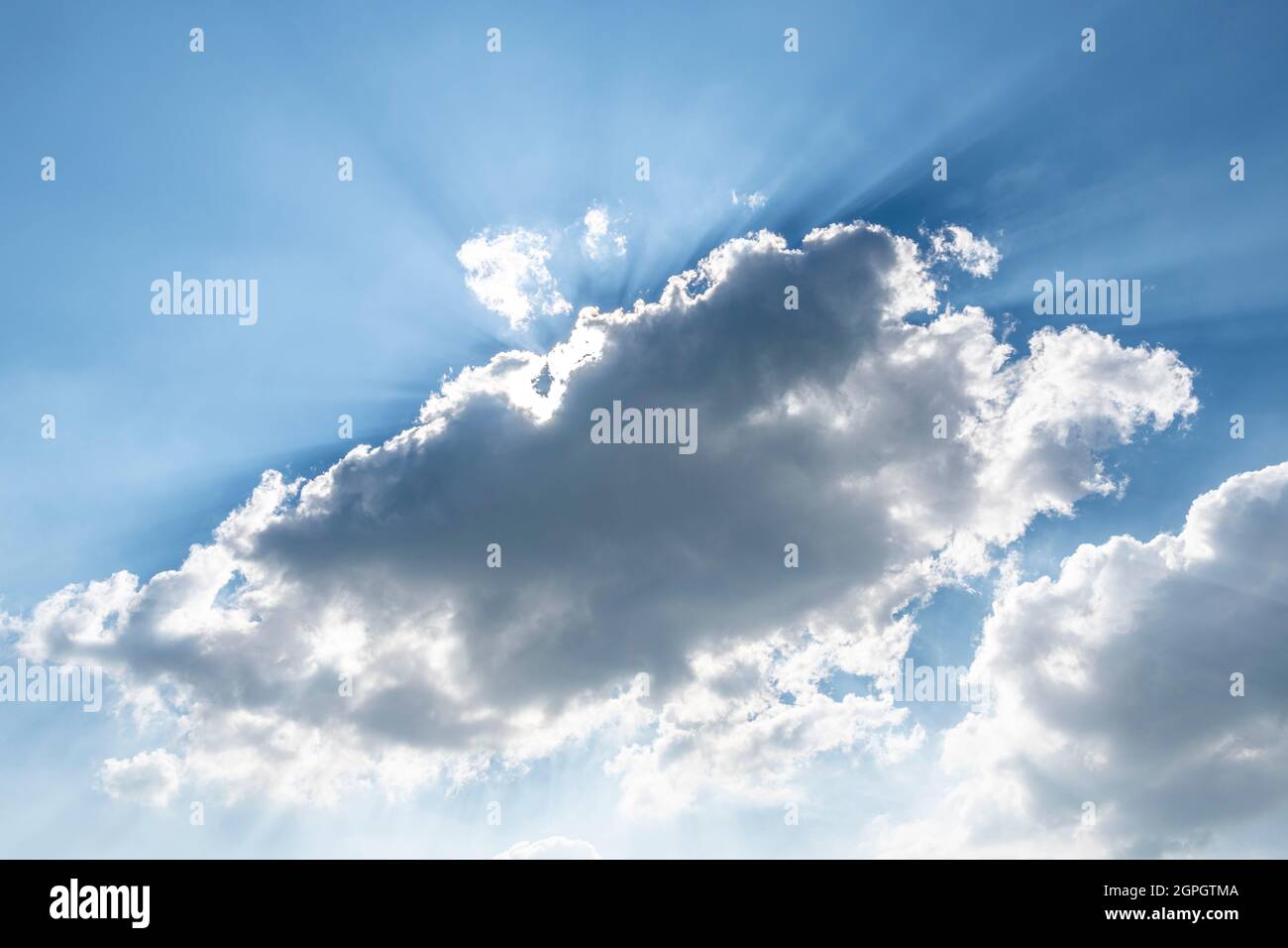 France, Somme, Baie de Somme, Saint Valery sur Somme, Cap hornu, Cloud and sun rays Stock Photo