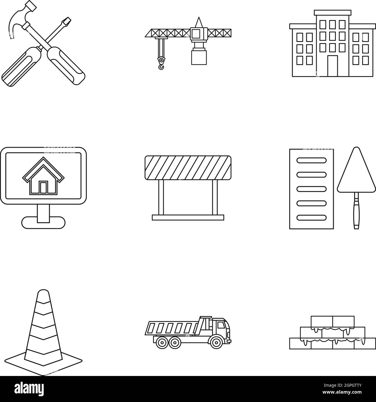 Construction tools icons set, outline style Stock Vector Image & Art