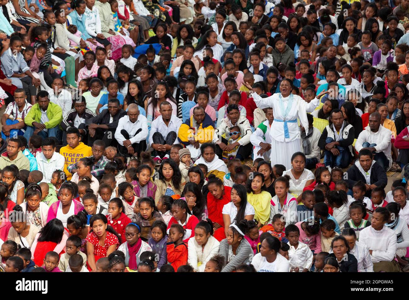 Madagascar, Analamanga region, Antananarivo (Antananarivo or Tana), Father Pedro's mass on Sunday morning Stock Photo