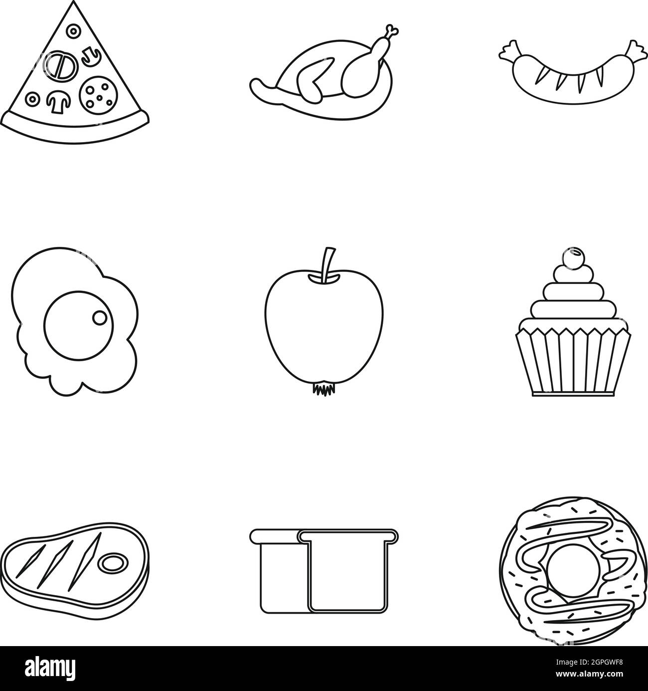 Breakfast icons set, outline style Stock Vector