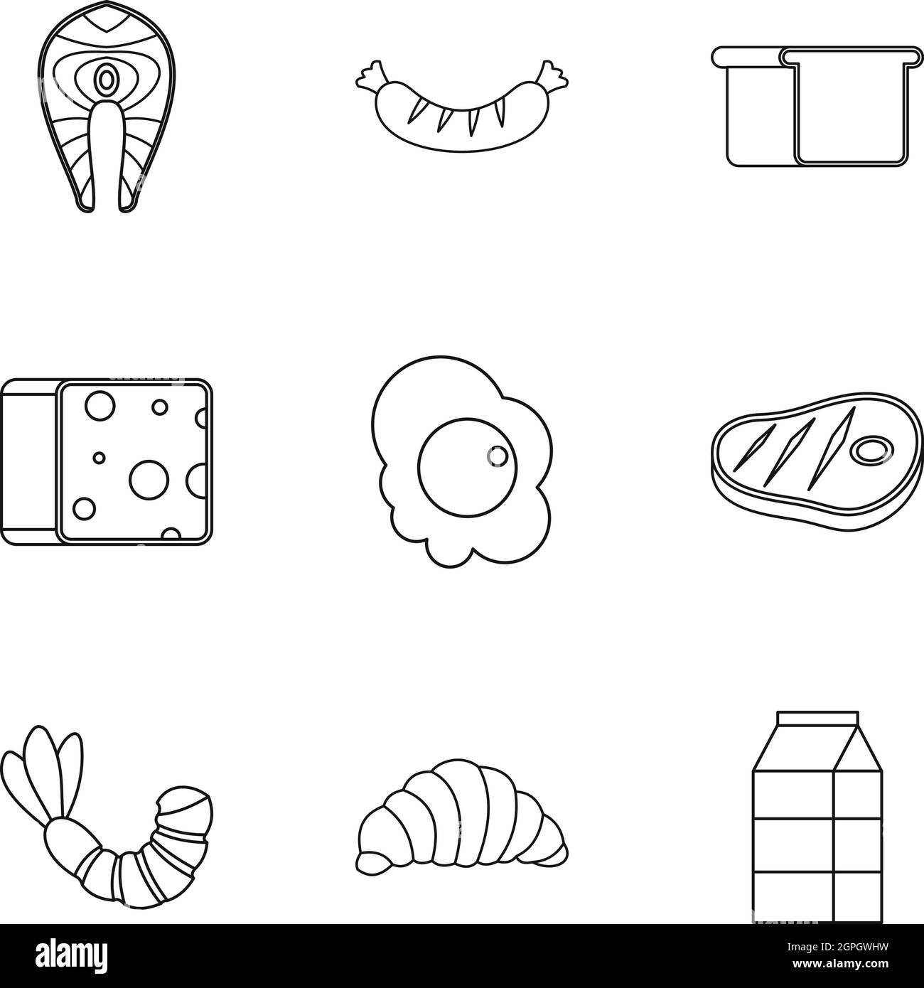 Morning meal icons set, outline style Stock Vector