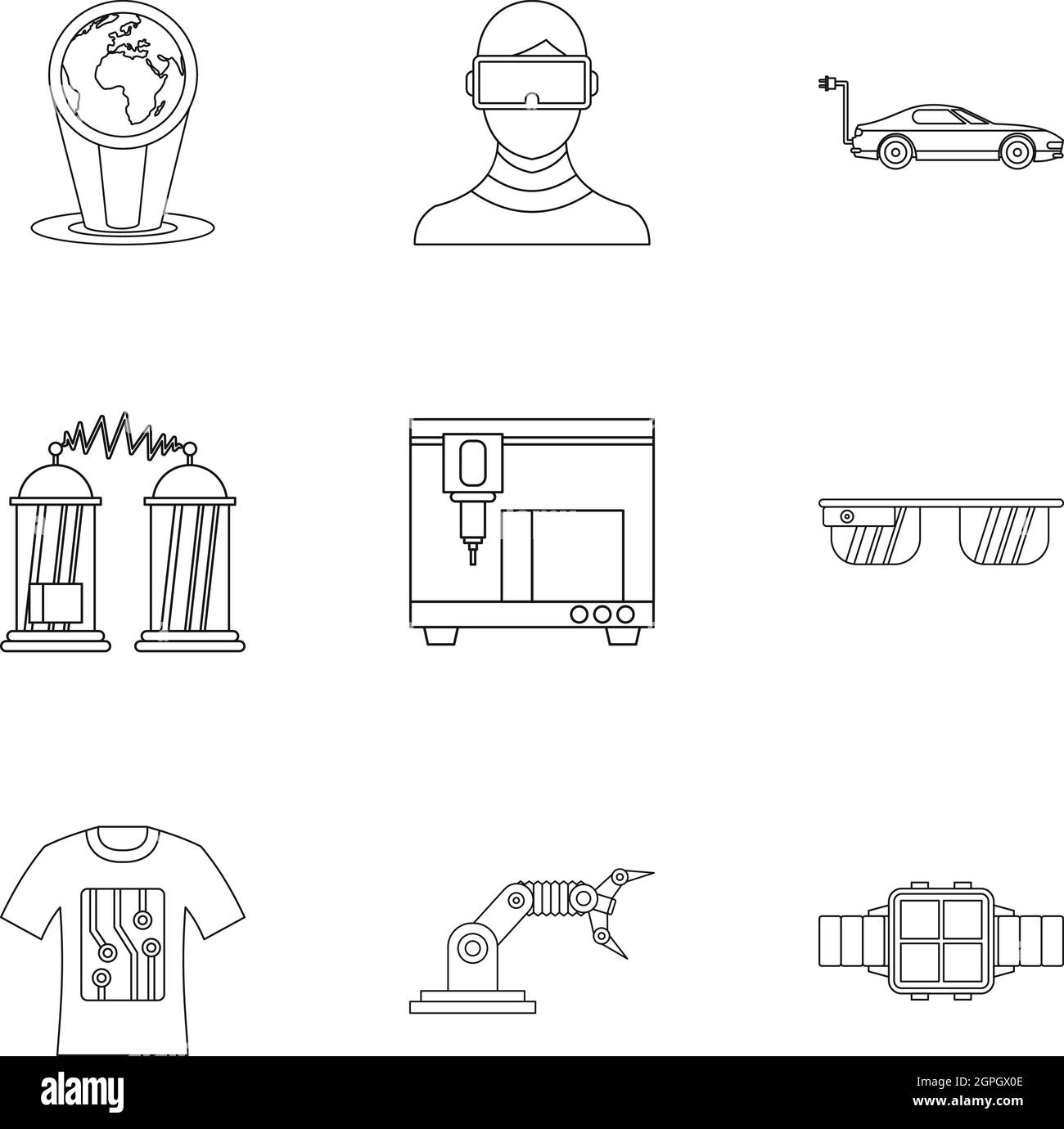 Latest electronic devices icons set, outline style Stock Vector